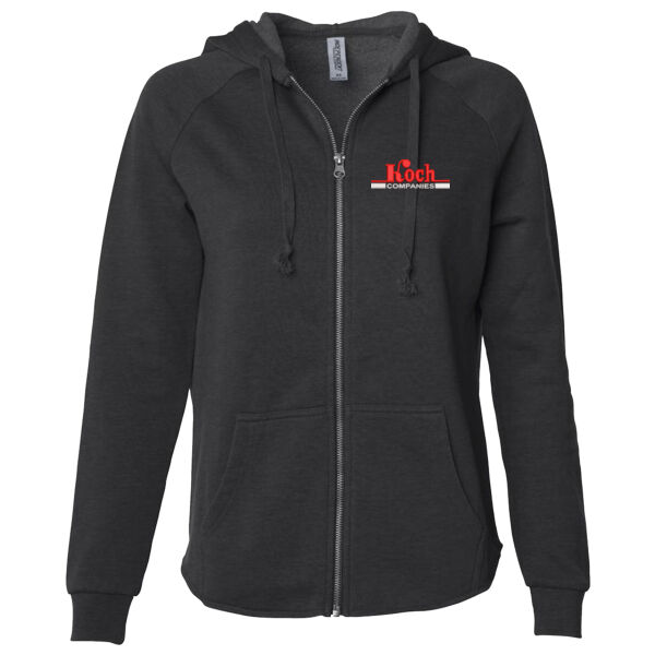 Independent Trading Co. - Women's California Wave Wash Full-Zip Hooded Sweatshirt - Embroidered Logo Thumbnail