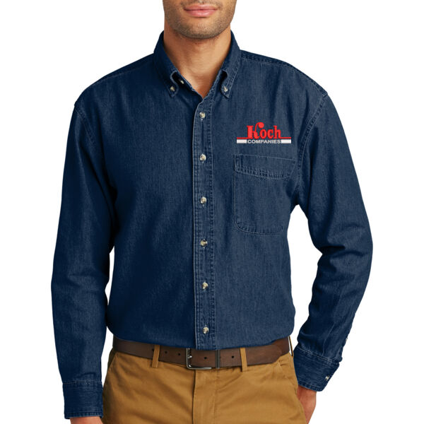 Port & Company® - Long Sleeve Value Denim Shirt - Embroidered Logo Thumbnail