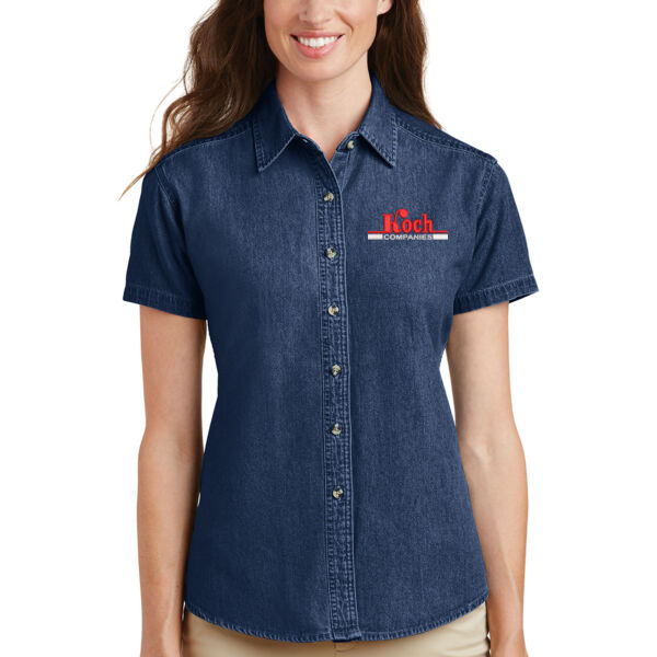 Port & Company® - Ladies Short Sleeve Value Denim Shirt - Embroidered Logo Thumbnail