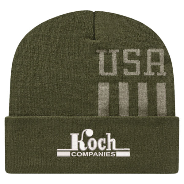 CAP AMERICA - USA-Made Patriotic Cuffed Beanie - Embroidered Logo Thumbnail