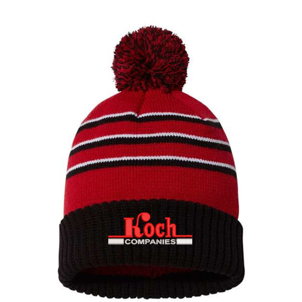 Richardson - Stripe Pom Cuffed Beanie - Embroidered Logo Thumbnail