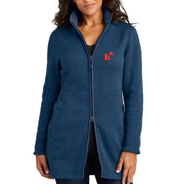 Port Authority® Ladies Arc Sweater Fleece Long Jacket - Embroidered Logos Thumbnail