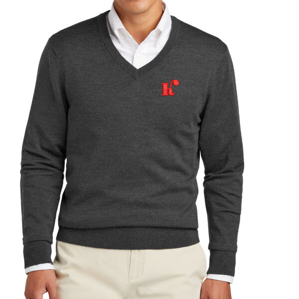 Brooks Brothers ® Washable Merino V-Neck Sweater - Embroidered Logos Thumbnail