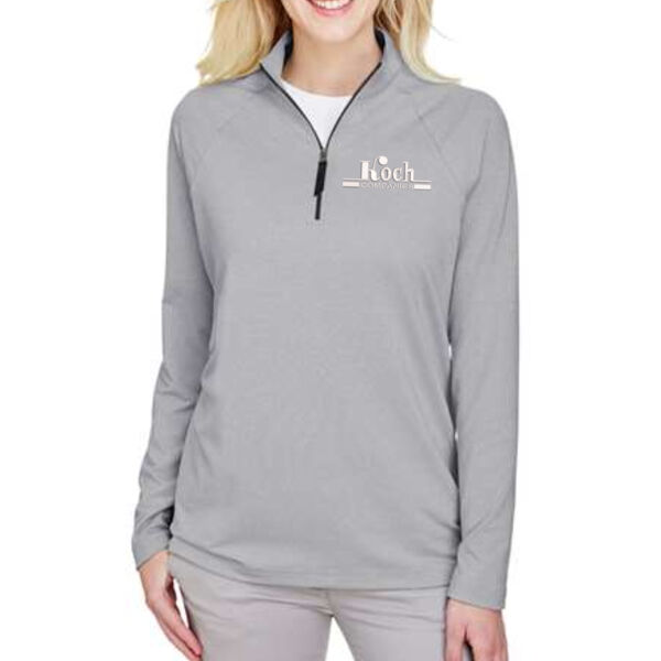 Devon & Jones - Women's CrownLux Performance® Clubhouse Micro-Stripe Quarter-Zip Pullover - Embroidered Logo Thumbnail