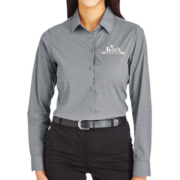 Devon & Jones - Women's CrownLux Performance® Tonal Mini Check Woven Dress Shirt - Embroidered Logo Thumbnail