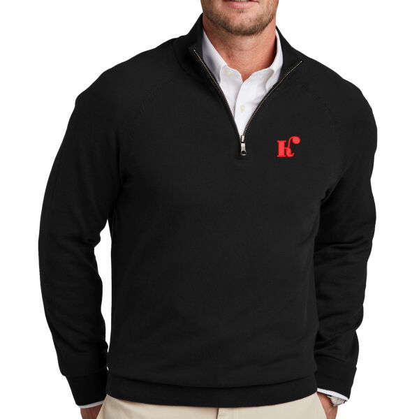 Brooks Brothers® Cotton Stretch 1/4-Zip Sweater - Embroidered Logos - Koch Companies Exclusive Thumbnail