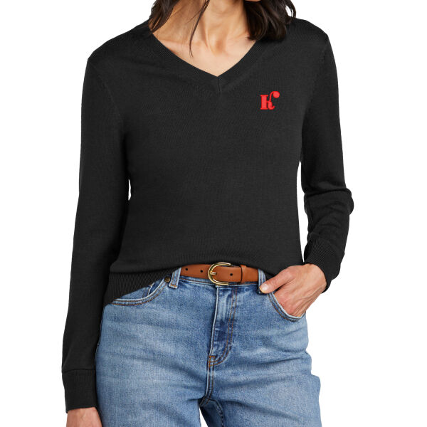 Brooks Brothers ® Women’s Washable Merino V-Neck Sweater - Embroidered Logos - Koch Companies Exclusive Thumbnail
