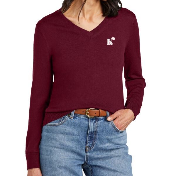 Brooks Brothers ® Women’s Washable Merino V-Neck Sweater - Embroidered Logos - Koch Companies Exclusive Thumbnail